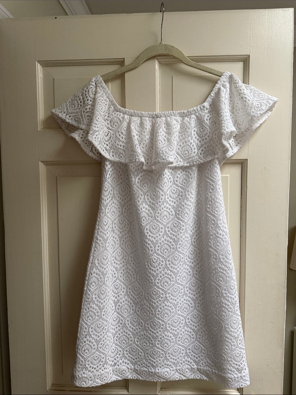 Lilly Pulitzer White Off-Shoulder Lace Casual Dress